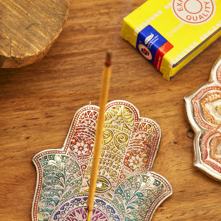 Namaste – Porta-incenso por atacado – Porta Incenso Hamsa Arco-íris0
