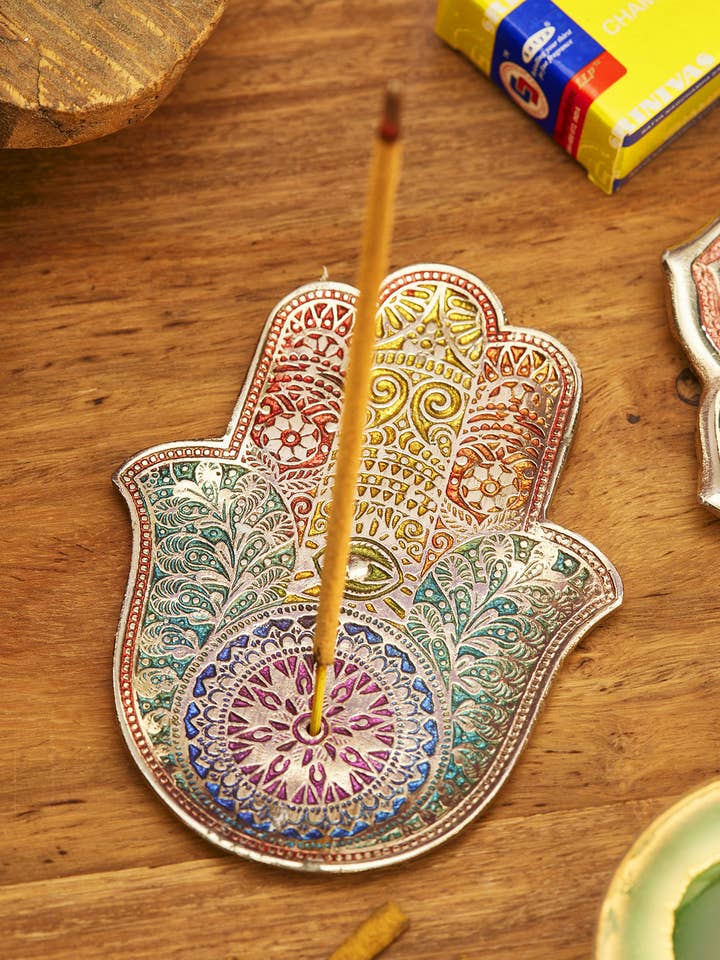 Rainbow Hamsa Incense Holder for wholesale by Namaste
