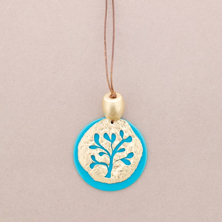 Sonata - Vente Colliers à pendentif - Collier long avec pendentif en résine métallique Medallon1