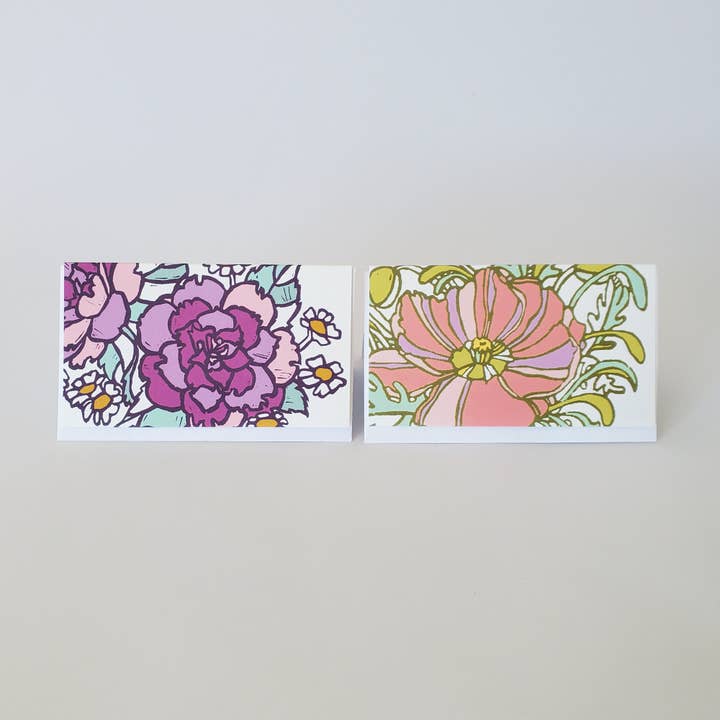 Little Green - Wholesale Cadeaulabel - Paarse botanische minicontiekaart van Camellia, cadeaulabel met bloemen3