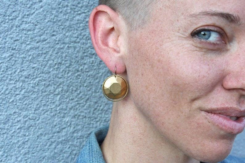 daniAWESOME - Wholesale Dangle Earrings - Brass Faceted Round Dangle Earrings4