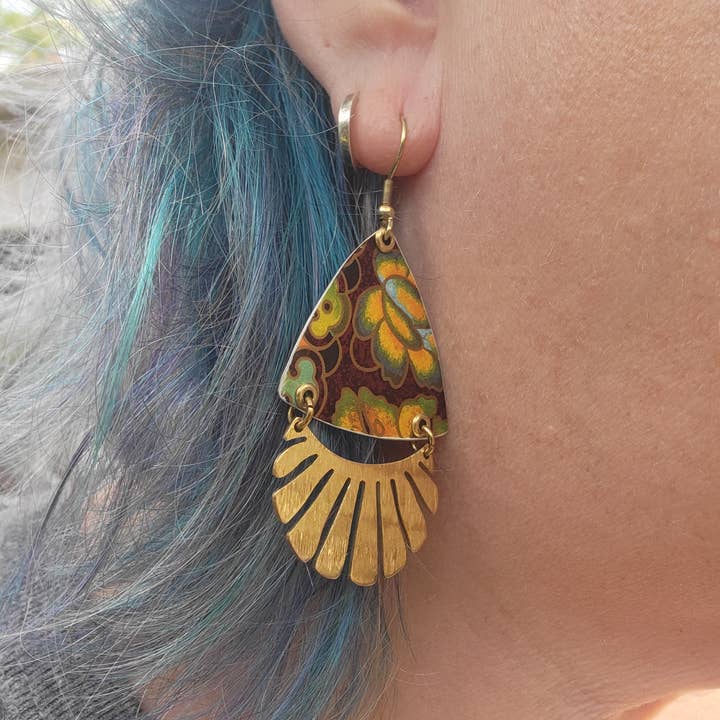 Verdilune - Wholesale Dangle Earrings - Goldenrod Harvest Collection - Repurposed Vintage Tin Earrings28