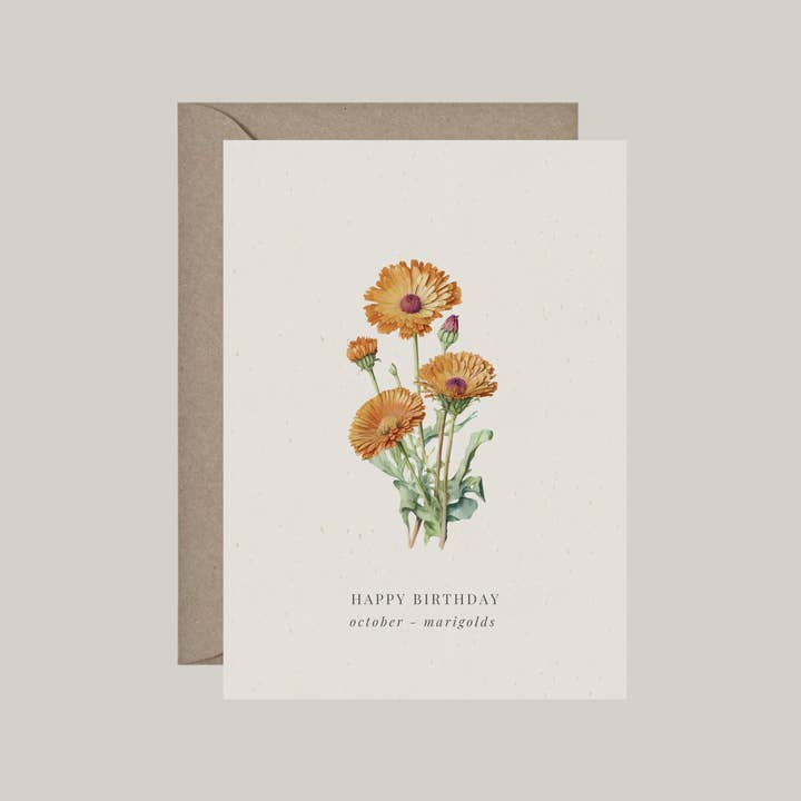 De Papierboetiek - Wholesale Birthday Card - Birth flowers | 12 birthday cards with envelope12