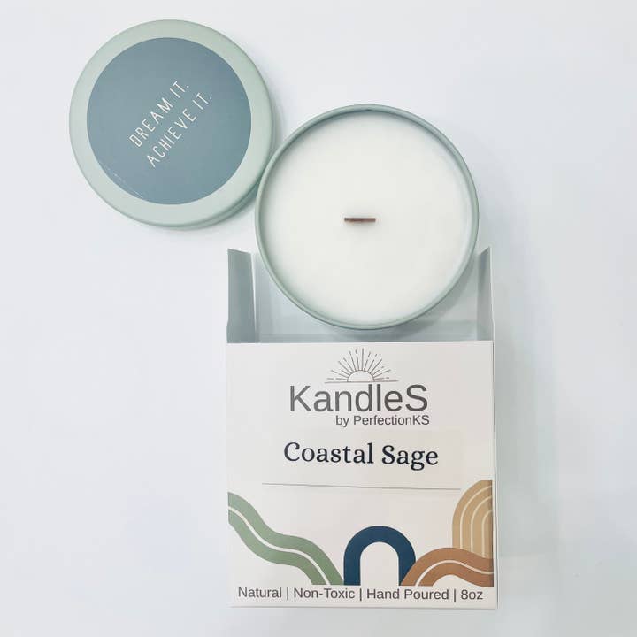 Coastal Sage Luxury Candle | Eco-Friendly Clean-Burning Wooden Wick Candle for wholesale by PerfectionKS