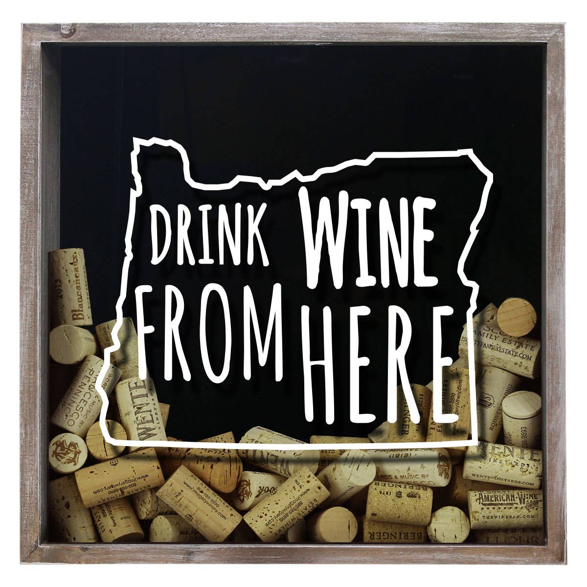Torched Products - Wholesale Sign - Drink Wine From Here Beer Cap Shadow Box - Farmhouse Antique35