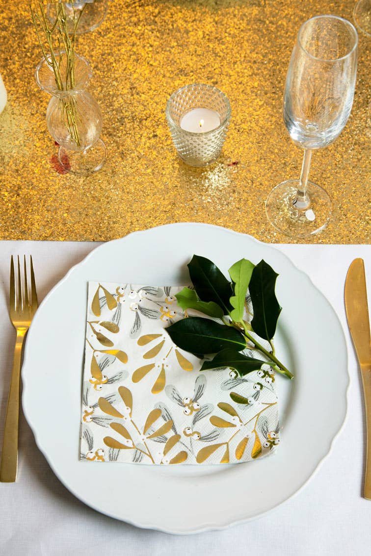 Talking Tables UK – wholesale Disposable napkin – Mistletoe Christmas Napkins | 20 Pack |4