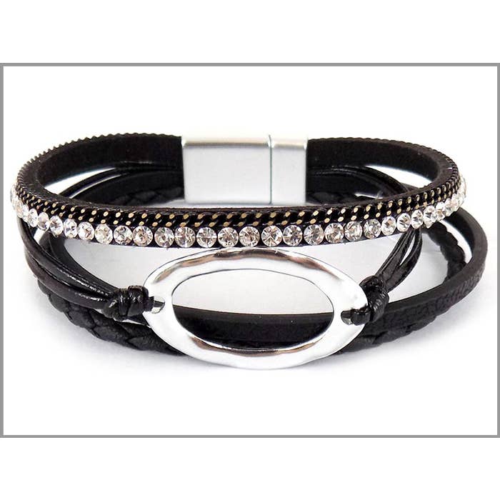 Four Strands w/ Oval Metal Ring Bracelet for wholesale by Peaceful Village Inc.