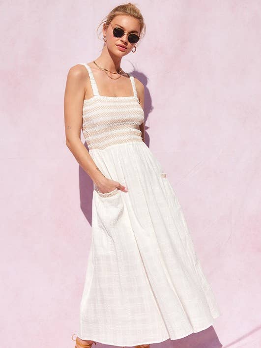 Cotton Bubble Embroidery Midi Dress for wholesale by ILLA ILLA