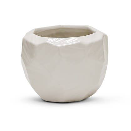 WGV Medium White Geometric Pot - 5.1" x 4.1" H for wholesale by WGV International