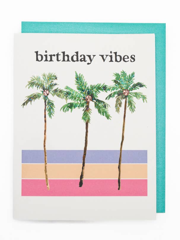'Birthday Vibes' Palm Tree Birthday Greeting Card for wholesale by Lavender Vines