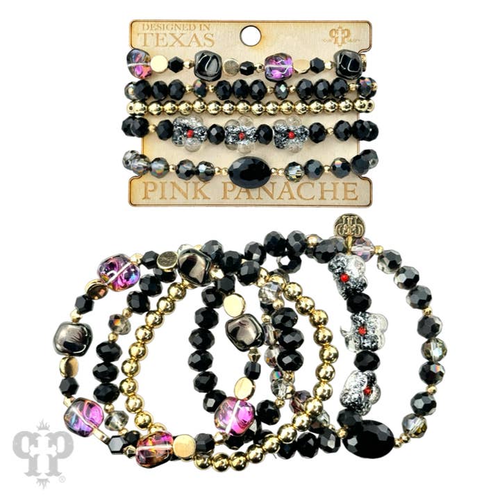Pink Panache Brands - Wholesale Jewelry Set - Glass bead variety mix bracelet stack - LC4