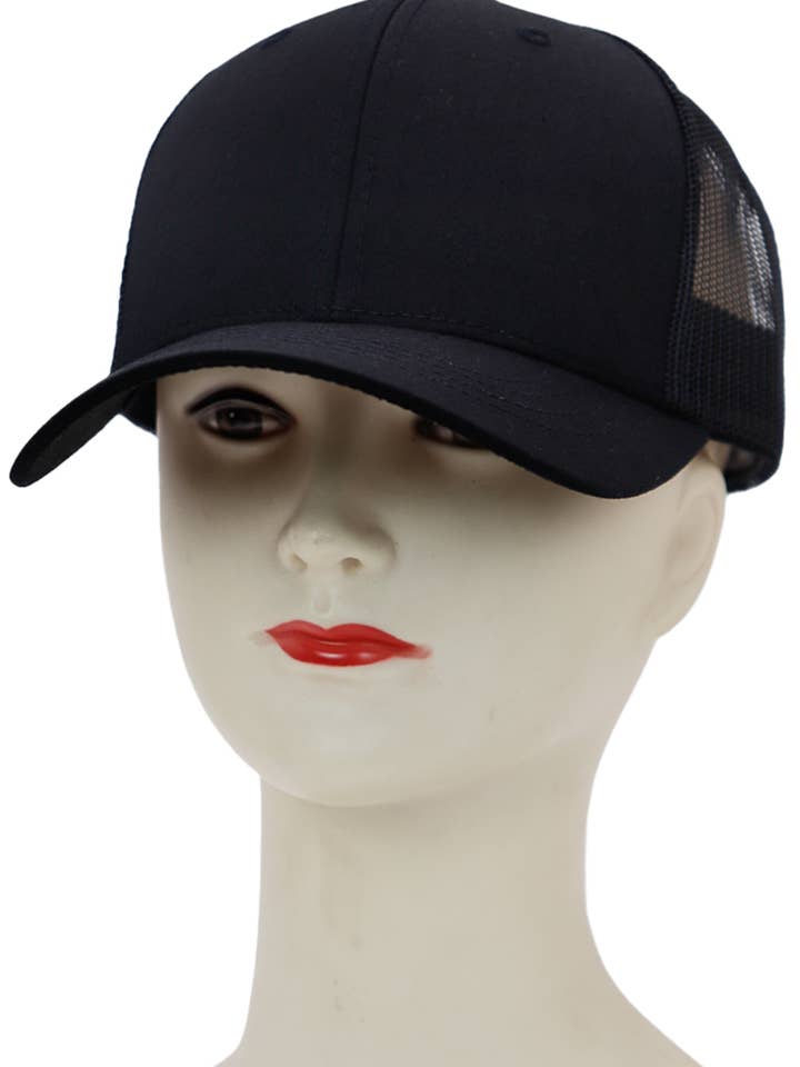 Unge og store børn sort front buet Bill Trucker Hat for engroshandel hos Cap Zone