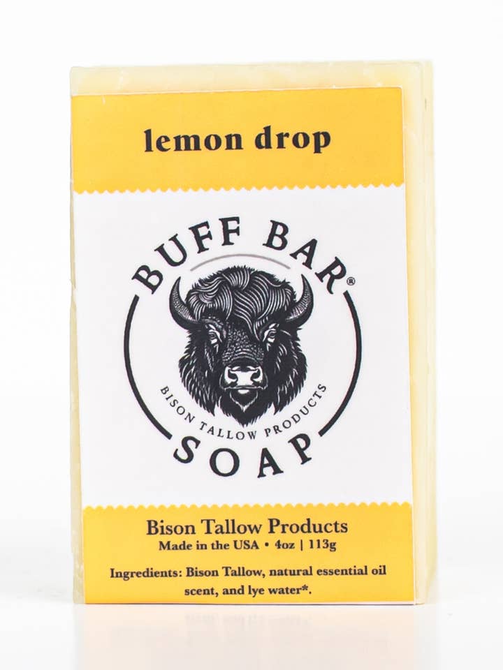 Lemon Drop Bison Tallow Soap Bar - 4oz for wholesale by Big Crazy Buffalo