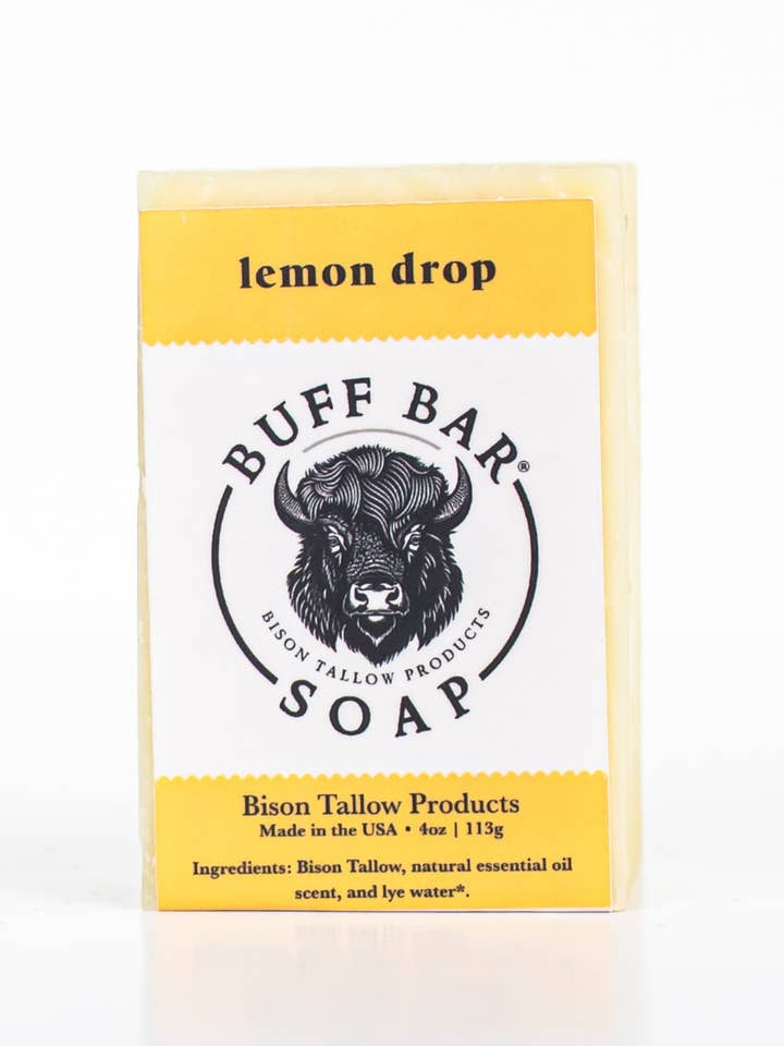 Lemon Drop Bison Tallow Soap Bar - 4oz for wholesale by Big Crazy Buffalo
