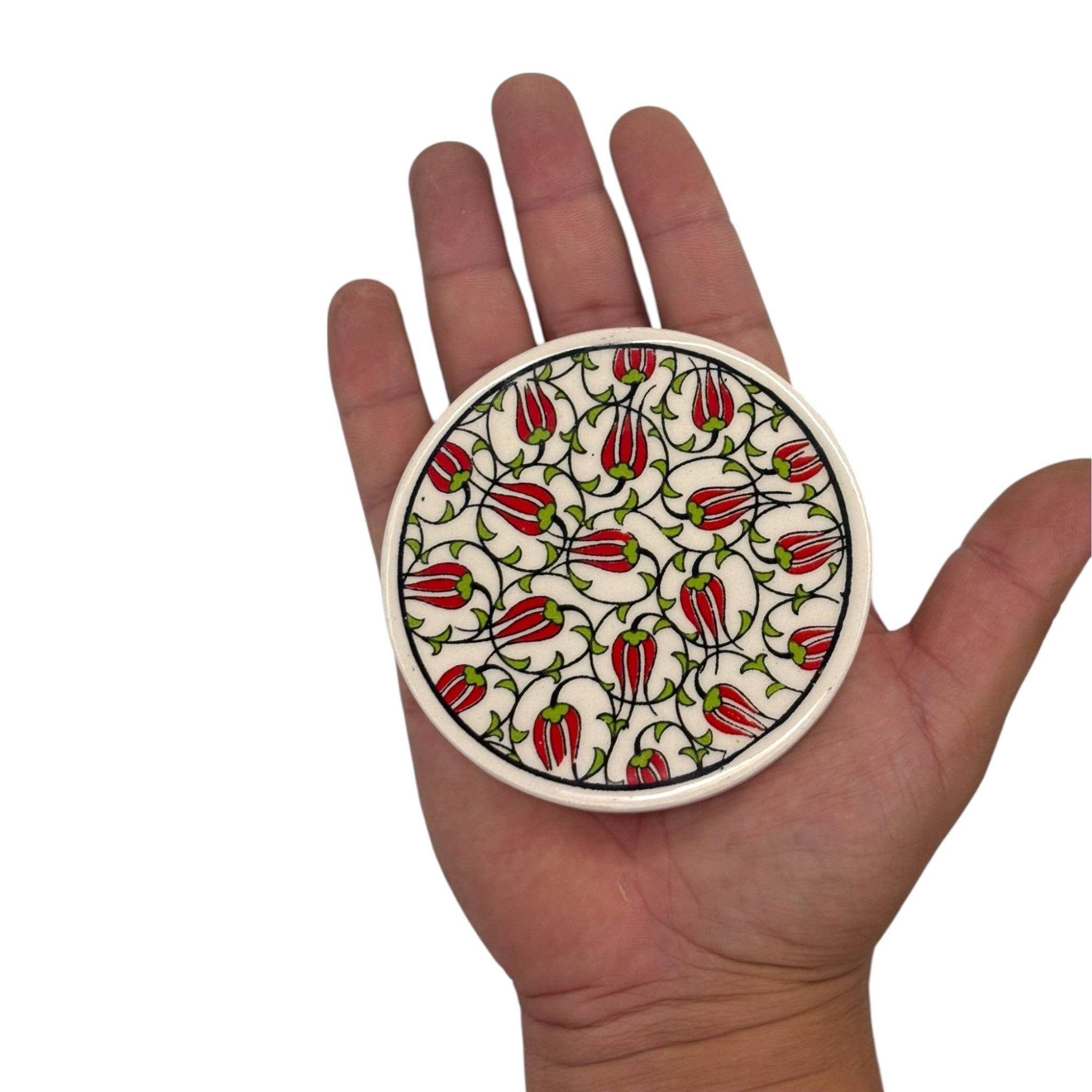 cotonIQ - Wholesale Coasters - Ceramic Coasters - Set of 4 - Tulip - 9cm5