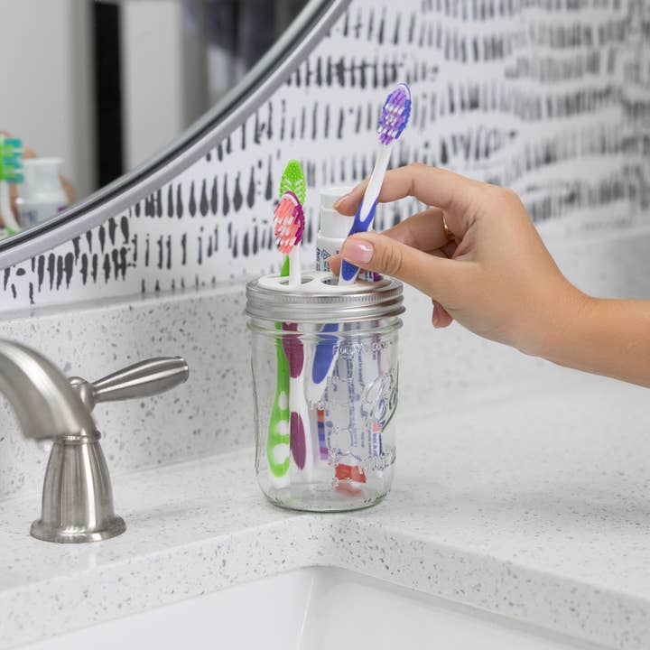 Fox Run Brands - Wholesale Toothpaste - Jarware Toothbrush and Toothpaste Holder Lids for Wide Mouth