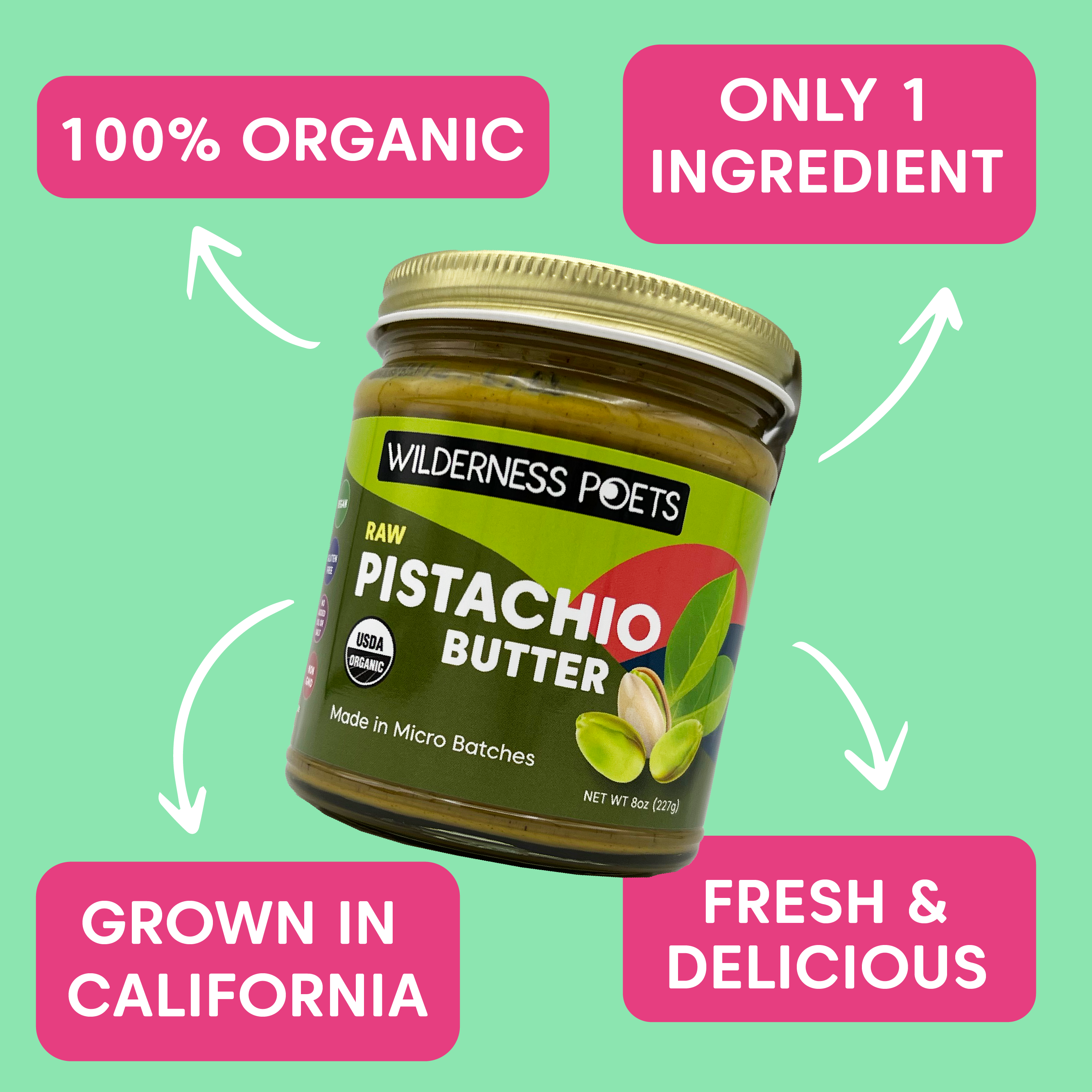 Wilderness Poets - Wholesale Nut Butter - Organic Pistachio Butter1