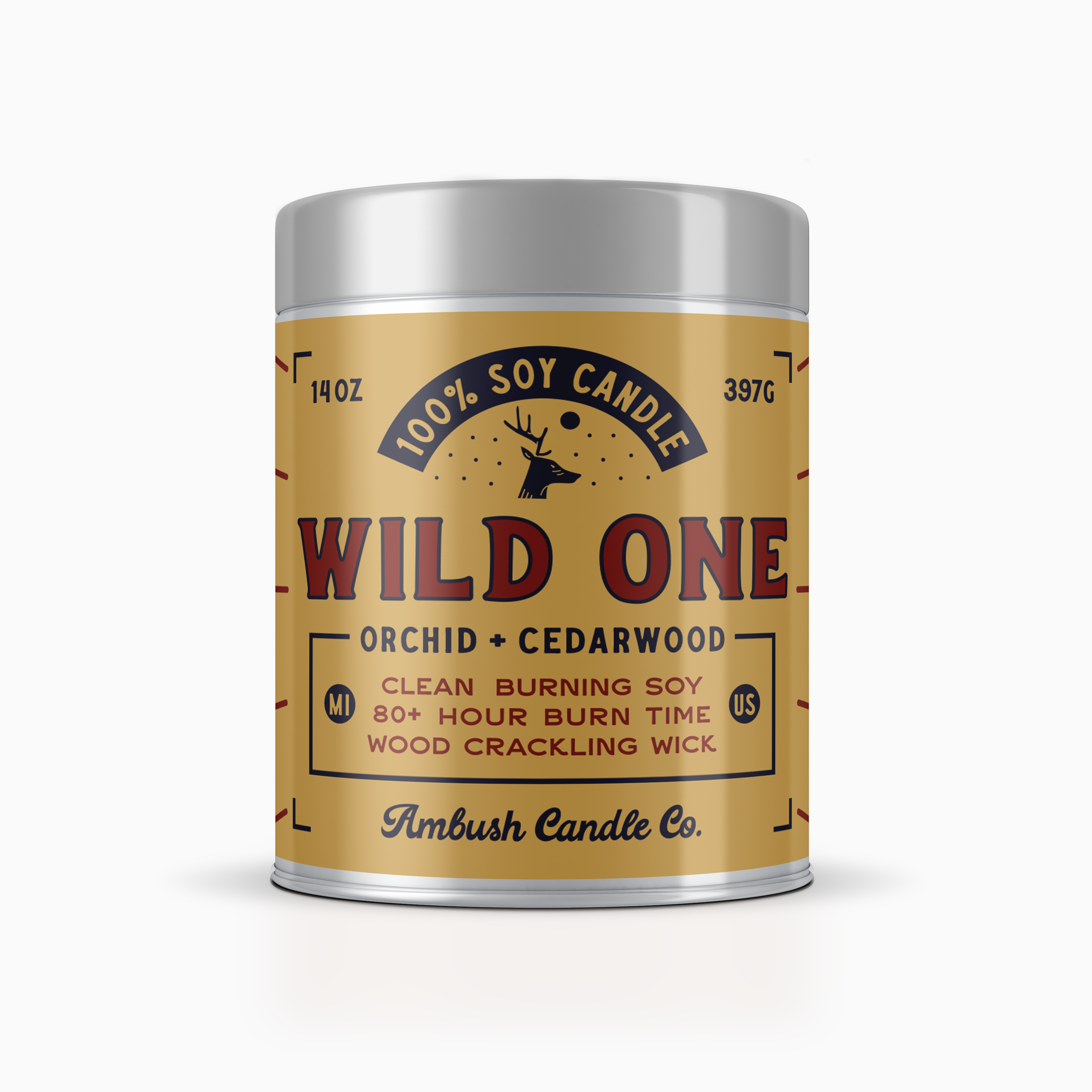 Ambush Candle Co. - Wholesale Travel Candles - Wild One | Orchid + Cedarwood 14oz Soy Candle4