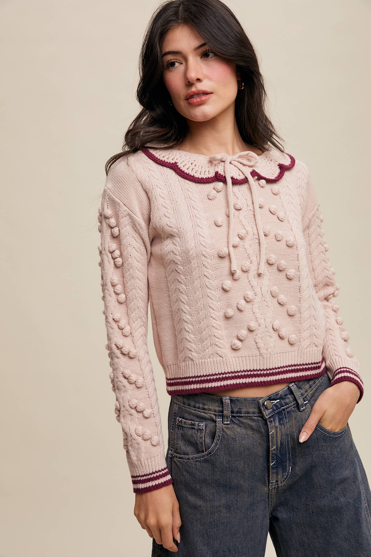 Listicle - Wholesale Knit Sweater - Women's - Pom Pom Cable Knit Sweater3