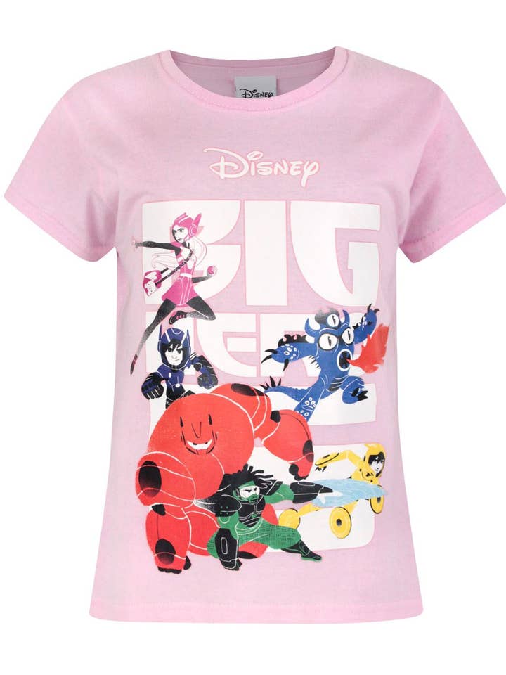 T-shirt rosa de manga curta para raparigas do Big Hero 6 por atacado de Vanilla Underground