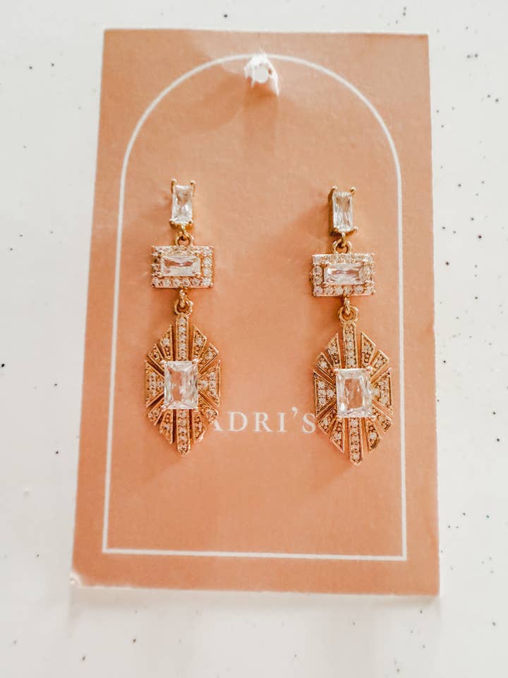 18K Gold Plated Gemstone Statement Stud Dangle for wholesale by Adri’s