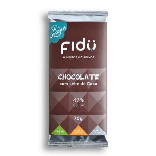 Chocolate 47% Cocoa Coconut vegan, allergen free, BIO 70g for wholesale by Fidu
