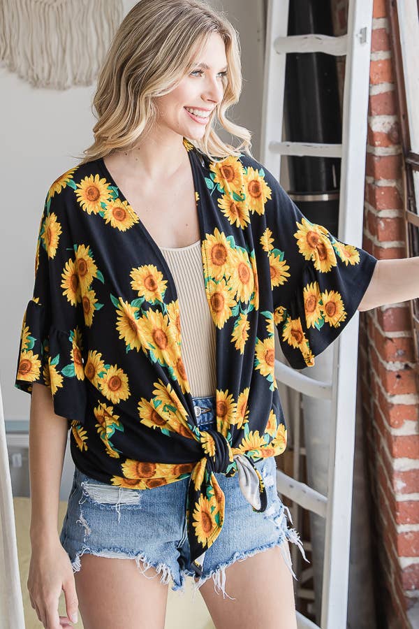 Off White Sunflower Casual Open Front Cardigan T4237 for wholesale on Faire14