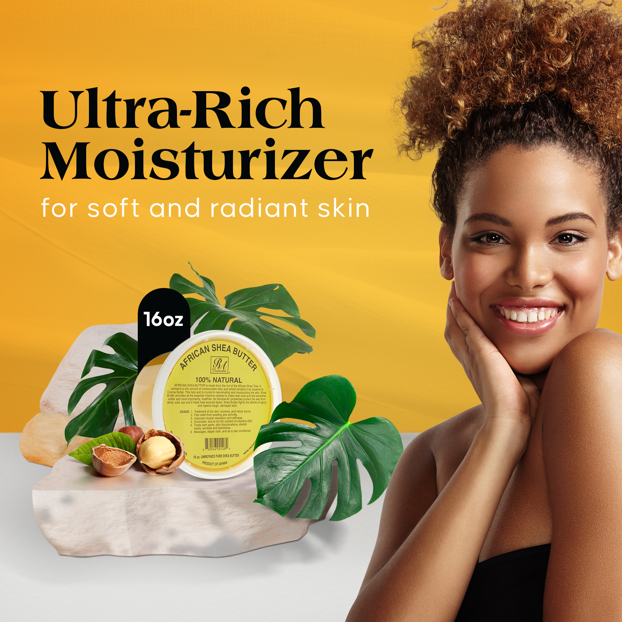 RA Cosmetics - Wholesale Body Balm/Butter - 100% African Shea Butter, Yellow Solid - 16oz9