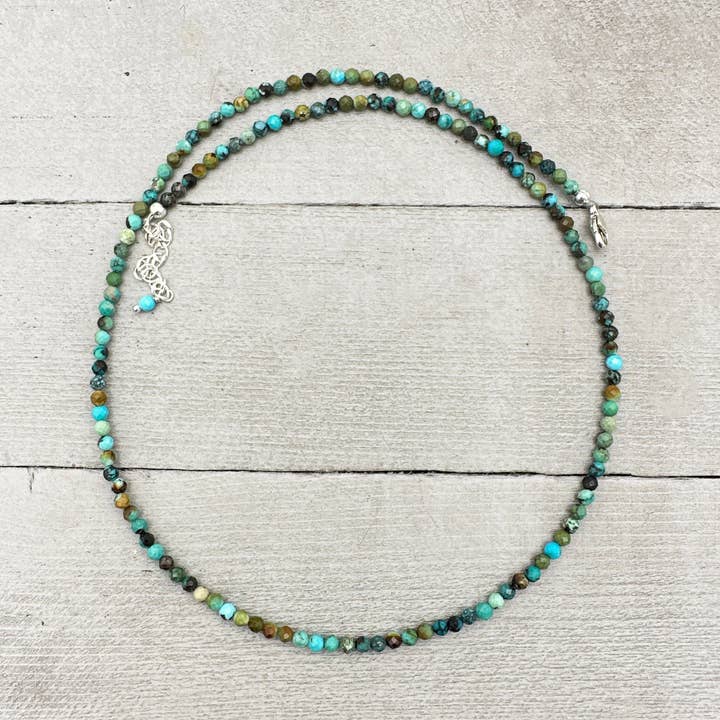 Faceted Multicolor Turquoise and Sterling Silver Beaded Neck for wholesale by Sunlight Silver Jewelry