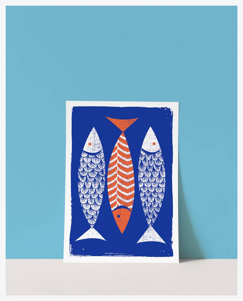 strawberryluna - Wholesale Art Print - Modern Art Screenprint Scandinavian Style  - 3 Fish Art5