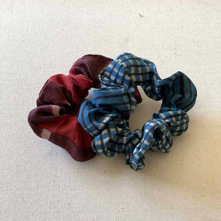Ichcha - Wholesale Scrunchie - Women's - Scrunchies | Cotton Silk Hand Dyed + Block Print (set of 2)11