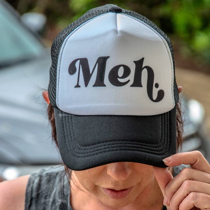 Cappello da camionista | Stampa a mano | Meh | Nero per la vendita all'ingrosso da parte di In Blue Handmade