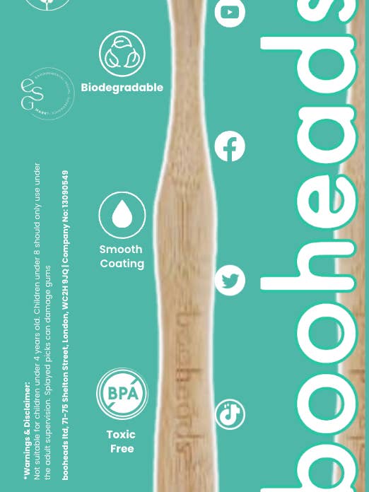 booheads - 1PK - Bamboo Toothbrushes - Green | Biodegradable, bamboo and plant-based for wholesale by booheads