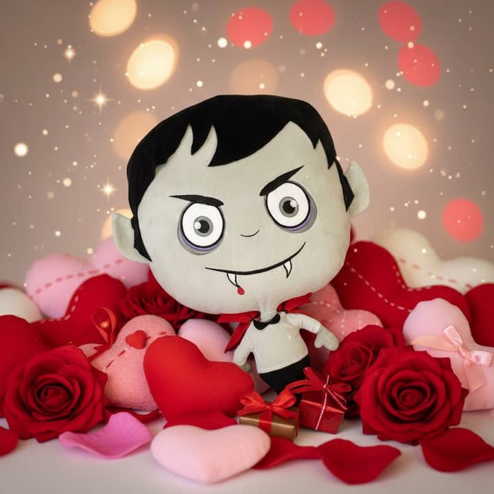 18" Halloween Decor, Valentine's Plush Pillow - Vampire for wholesale by MaterialJill