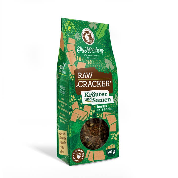 Keto Raw Crackers Erbe e semi fatti a mano, senza glutine, vegani per la vendita all'ingrosso da parte di Elly Momberg