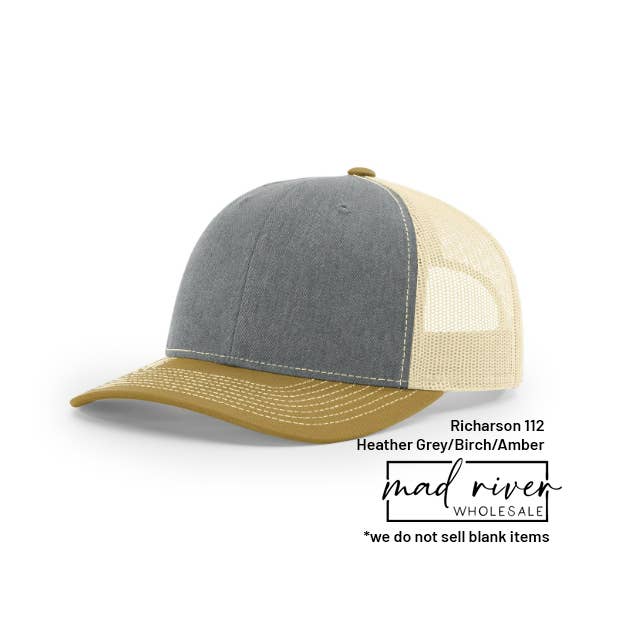 Mad River – Engroshandel Trucker hat - Unisex – Richardson 112 Trucker Hat m/Custom Round Kunstlæder Patch29