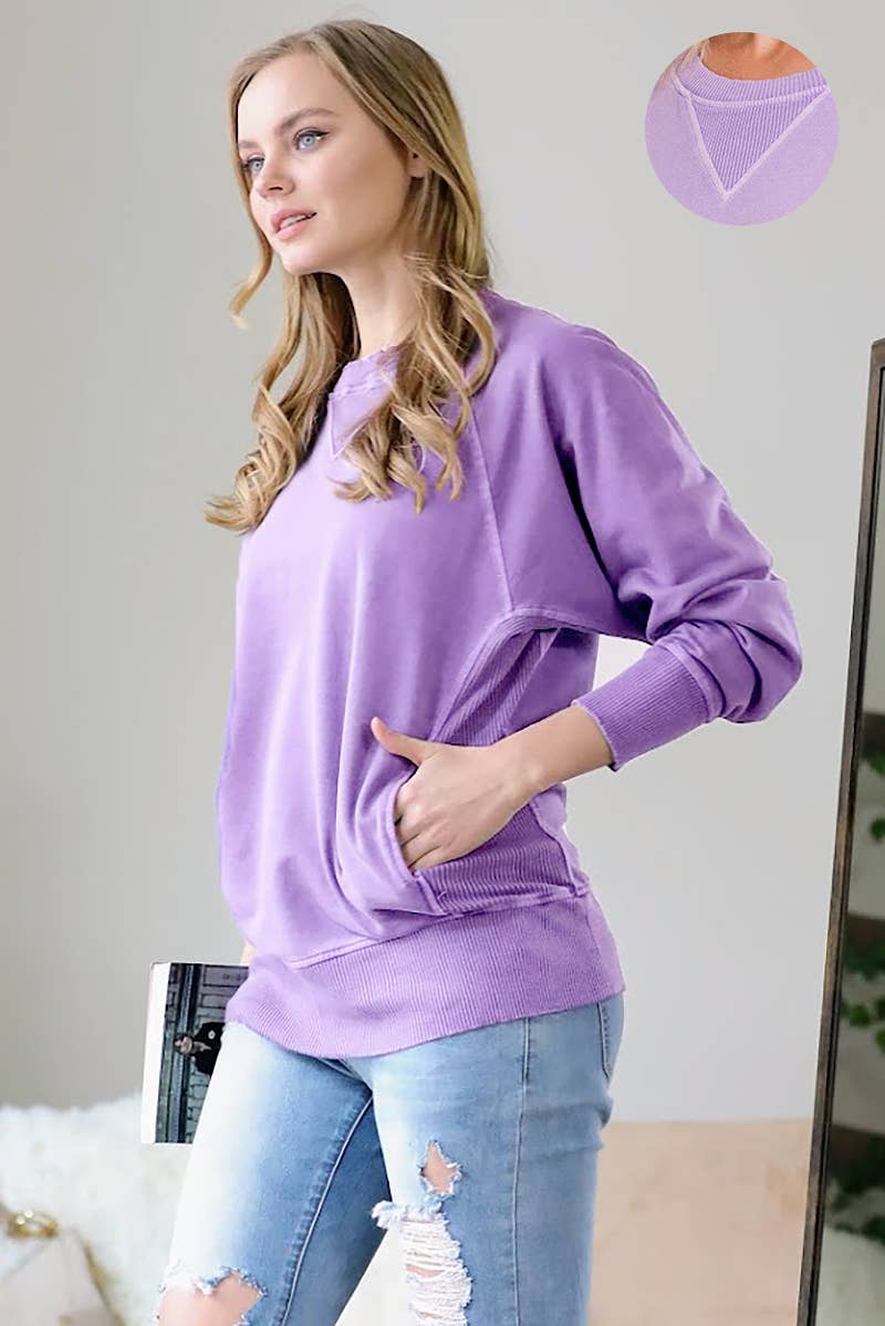 42POPS - Wholesale Sweatshirt - Women's - ',,,, Washed French Terry Pullover With Side Pockets8