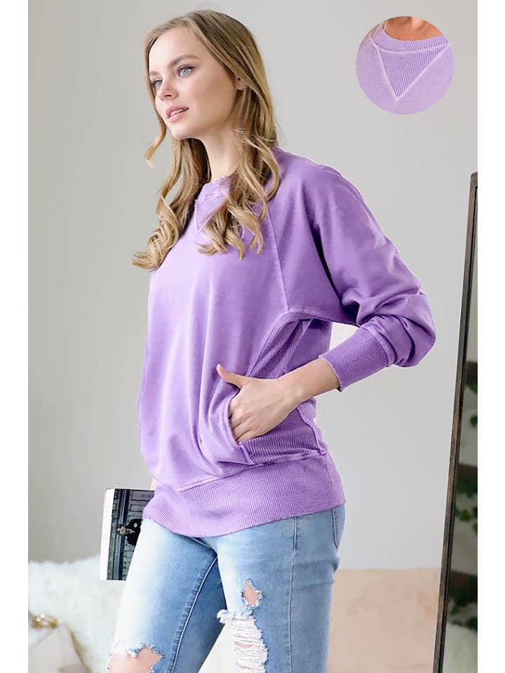 42POPS - Wholesale Sweatshirt - Women's - ',,,, Washed French Terry Pullover With Side Pockets8