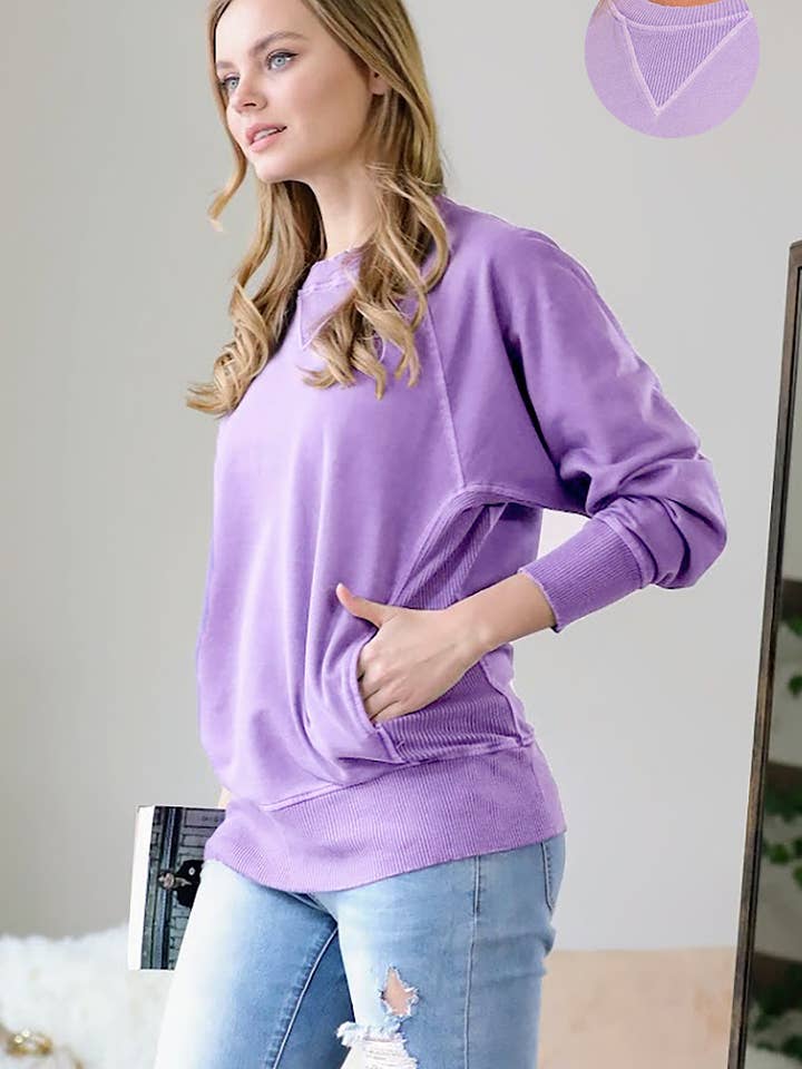 ..1008 Washed French Terry Pullover With Side Pockets SI-23599 for wholesale by 42POPS