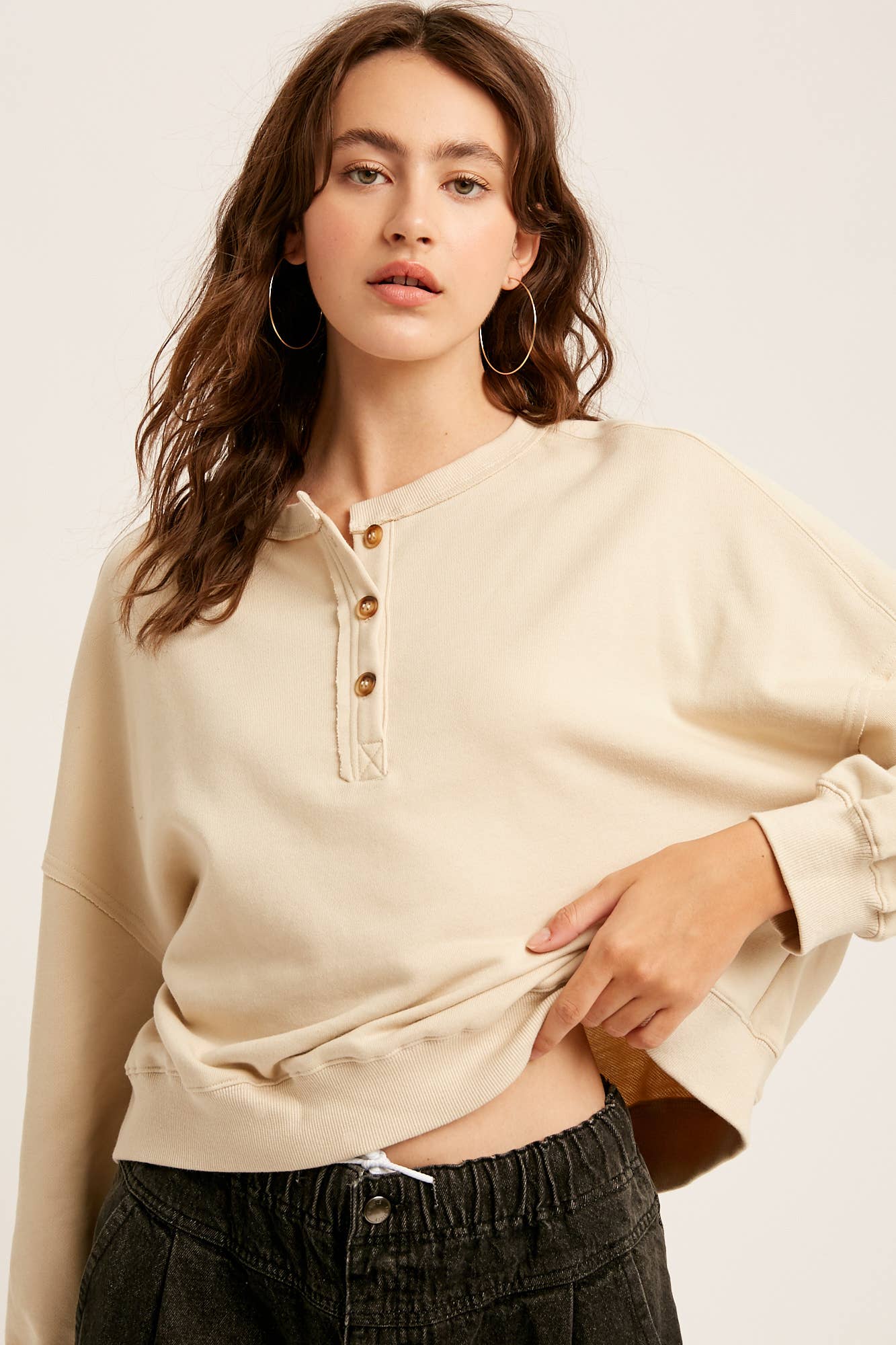 Listicle - Wholesale Knit Top - Women's - Henley Button Soft Knit Top LT111213