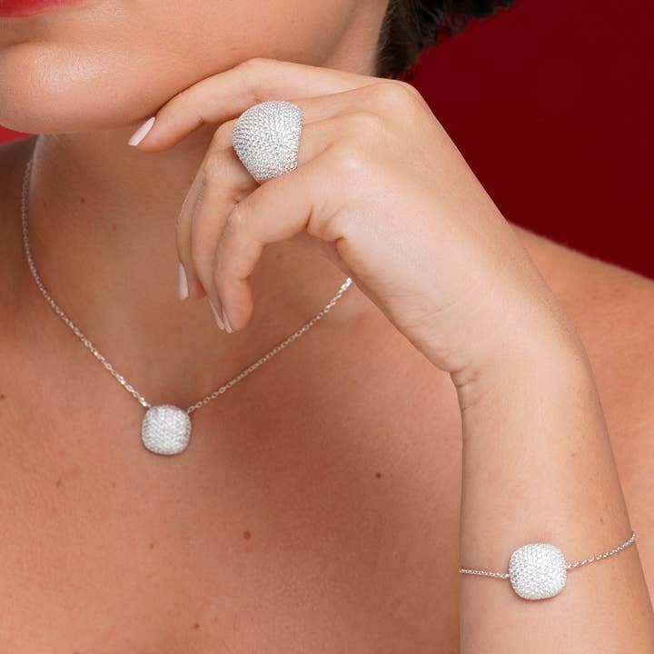 Itemporality - Wholesale Cocktail/Statement Ring - White pavé ball ring5