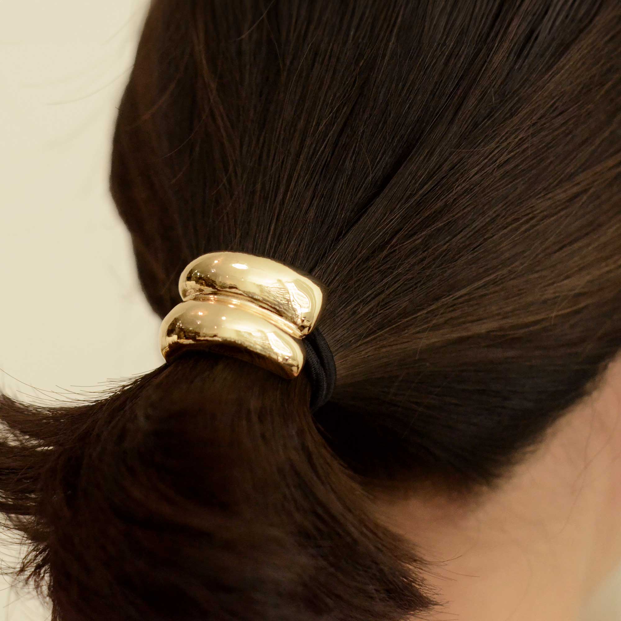 nar'sha - Wholesale Hair Tie - Mini Double Arch Metal Ponytail Hair Tie | Gold4
