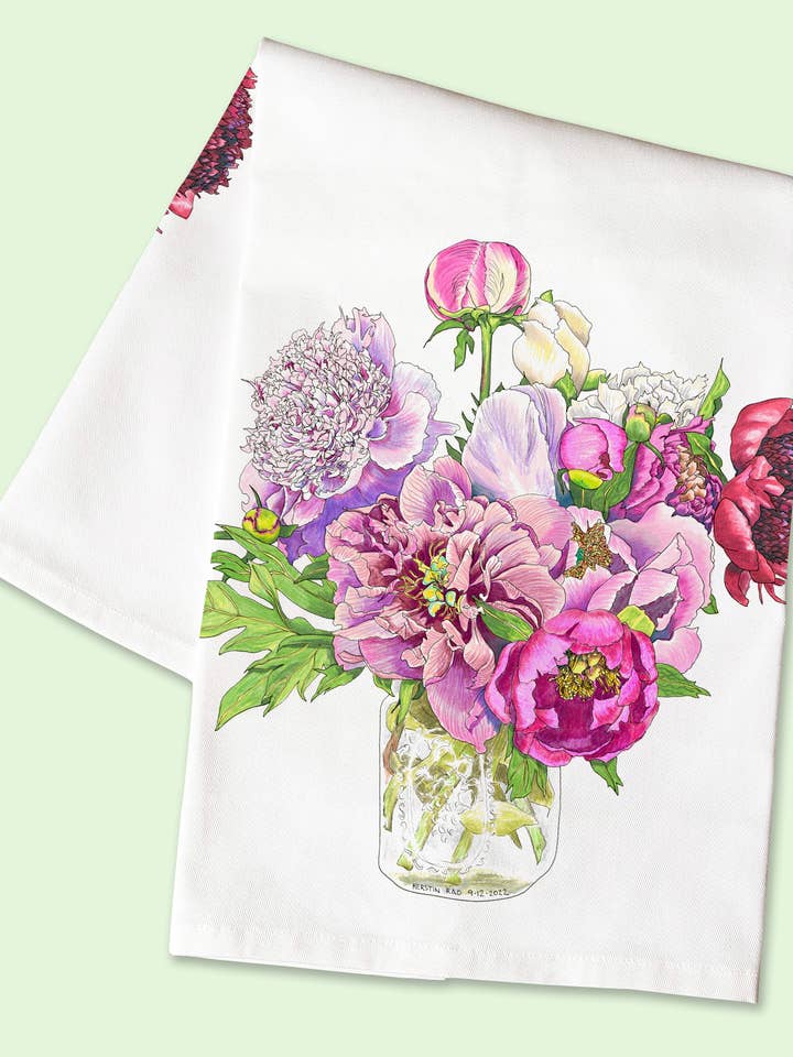 Tea Towel - Perfect Peonies for wholesale by Vivid Cottage