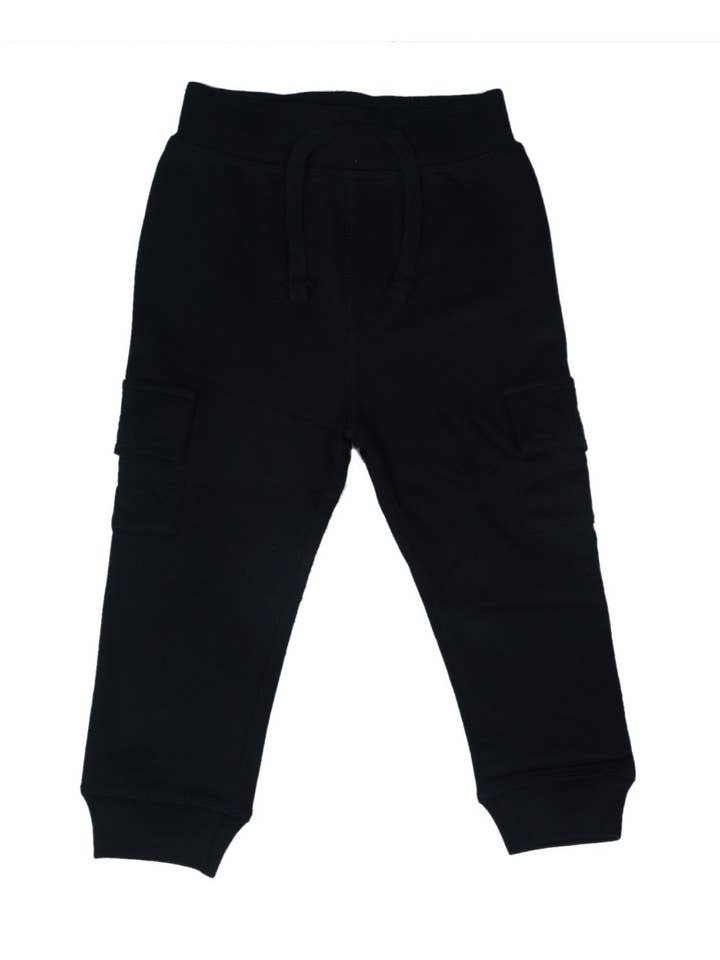 215556-BLACK Pocket Joggers for wholesale by 🤍Baby Steps and Mish Kids