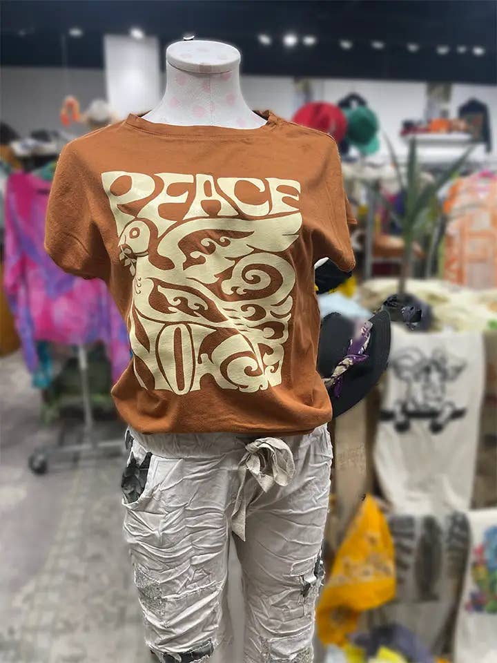 Tee with 'Peace Now’ Print for wholesale by LeParisPetit by I Love Linen