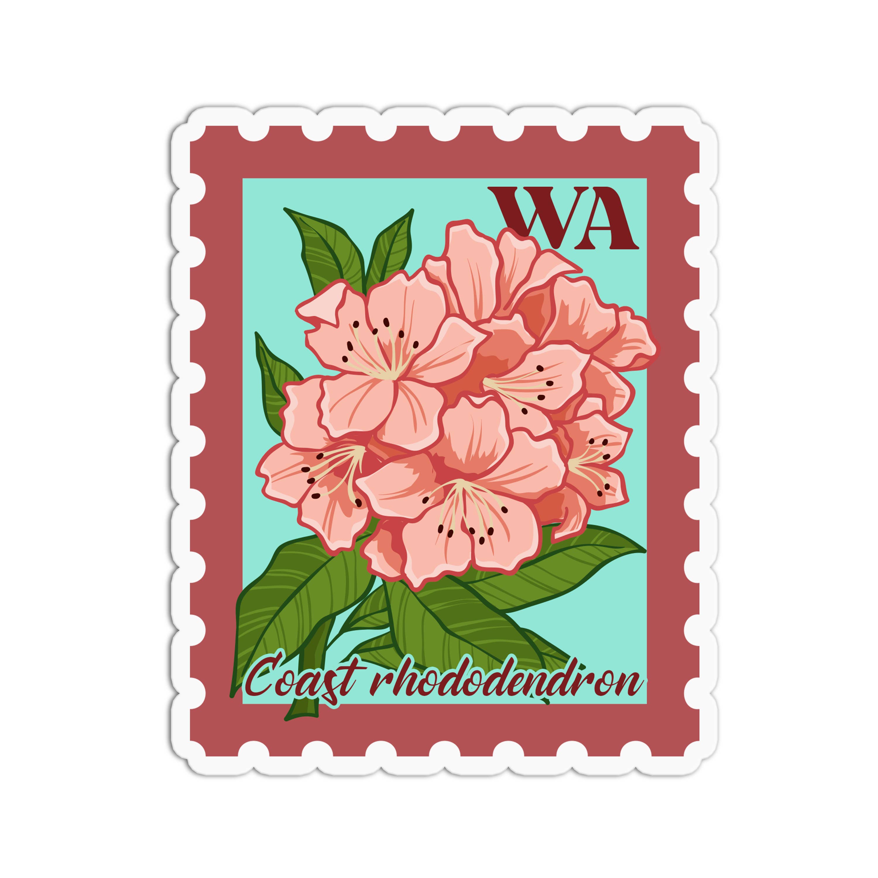 Girls Printing House - Wholesale Sticker - State Flower Coast rhododendron WA Vinyl Textured Stickers