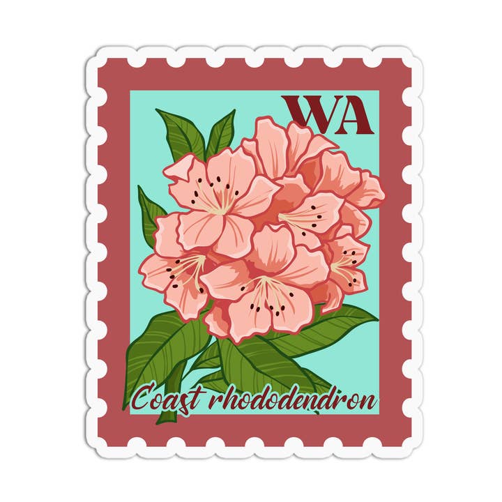 Girls Printing House - Wholesale Sticker - State Flower Coast rhododendron WA Vinyl Textured Stickers0