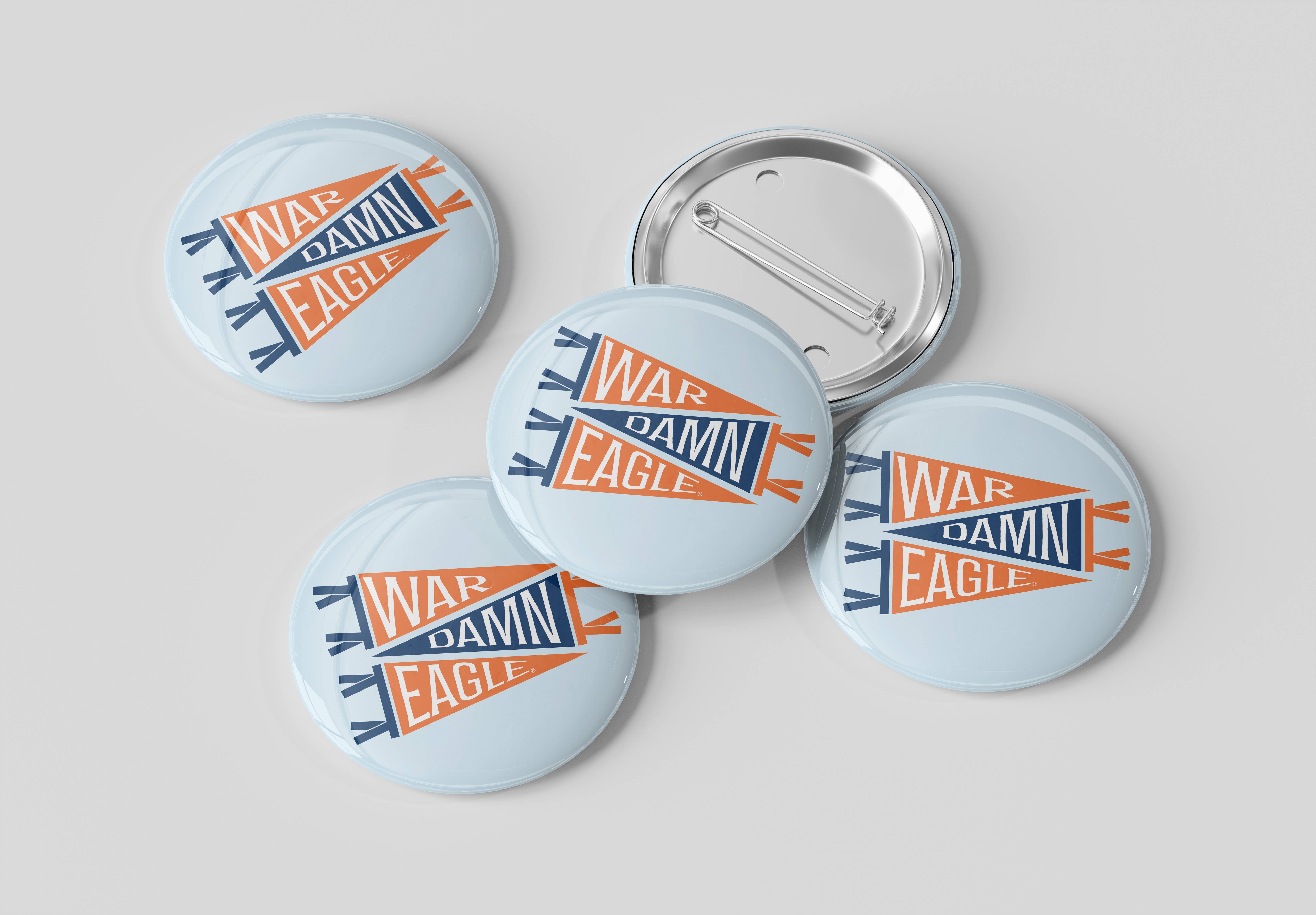 Cute As A Button - Wholesale Lapel Pin/Button - Auburn War Damn Eagle Pennant Flags Button3