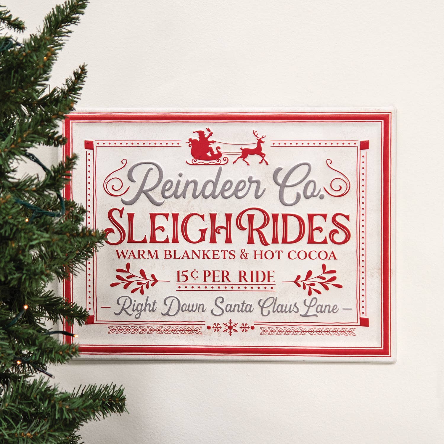 Col House Designs - Wholesale Christmas Wall Art - Reindeer Co. Sleigh Rides Metal Sign1