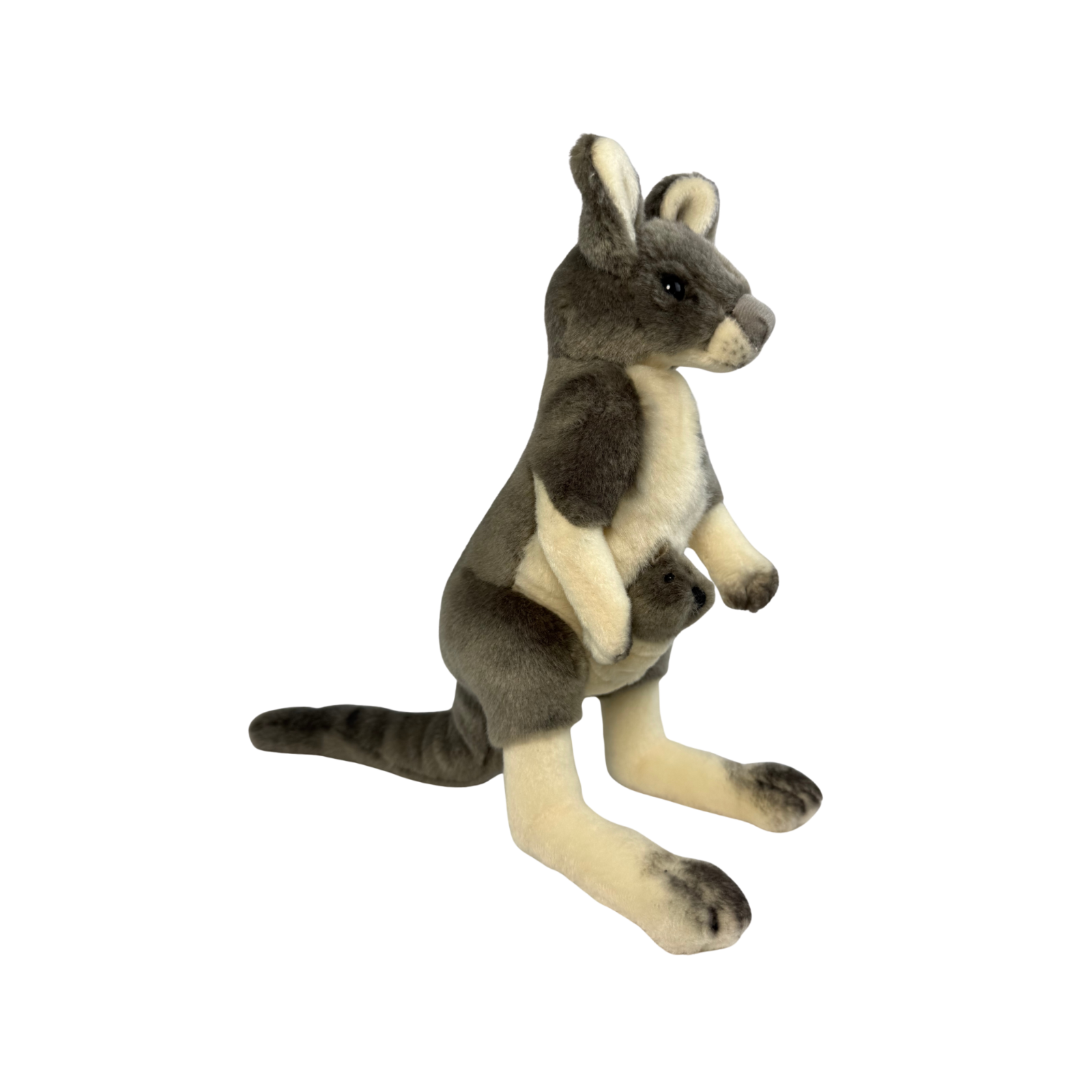 Bocchetta Plush Toys – Peluche - Crianças e bebés por atacado – Tracy - Canguru com cria - 28cm, cinzento2